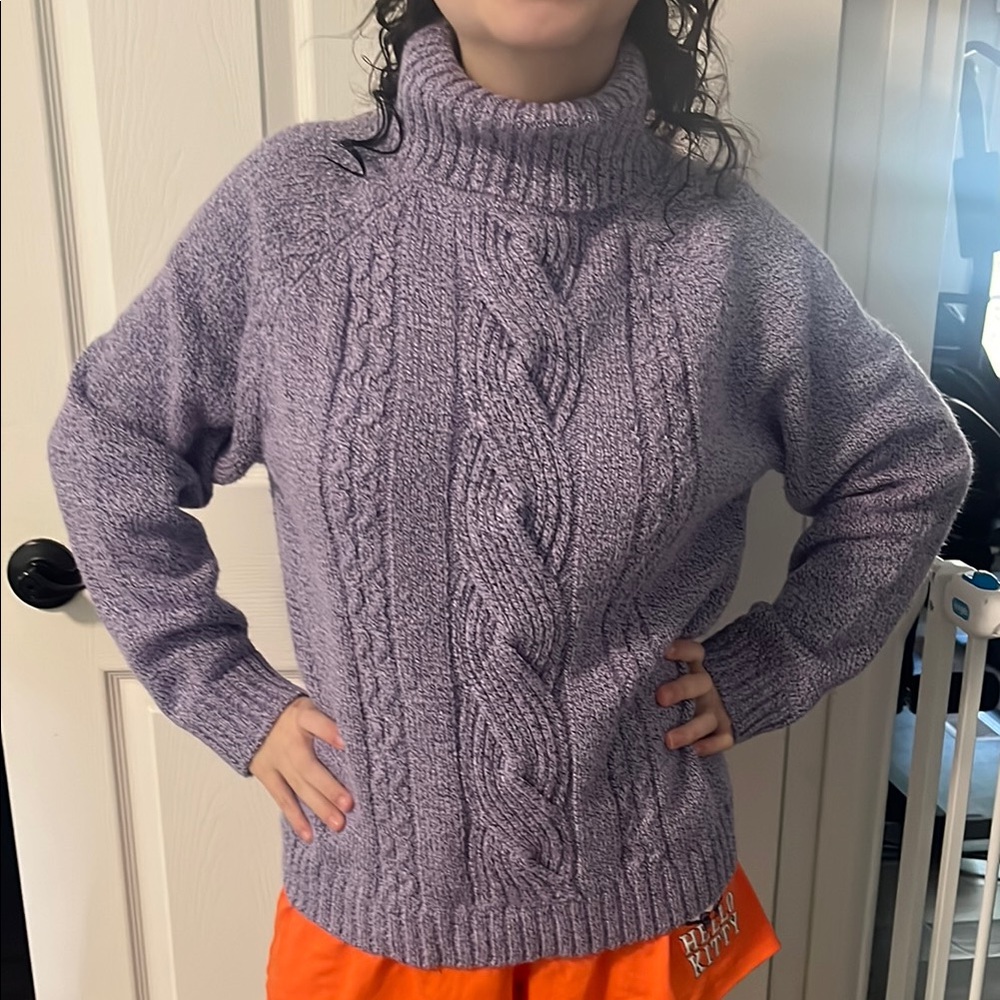 Carolyn Taylor Lavender Cable Knit Turtleneck Sweater
